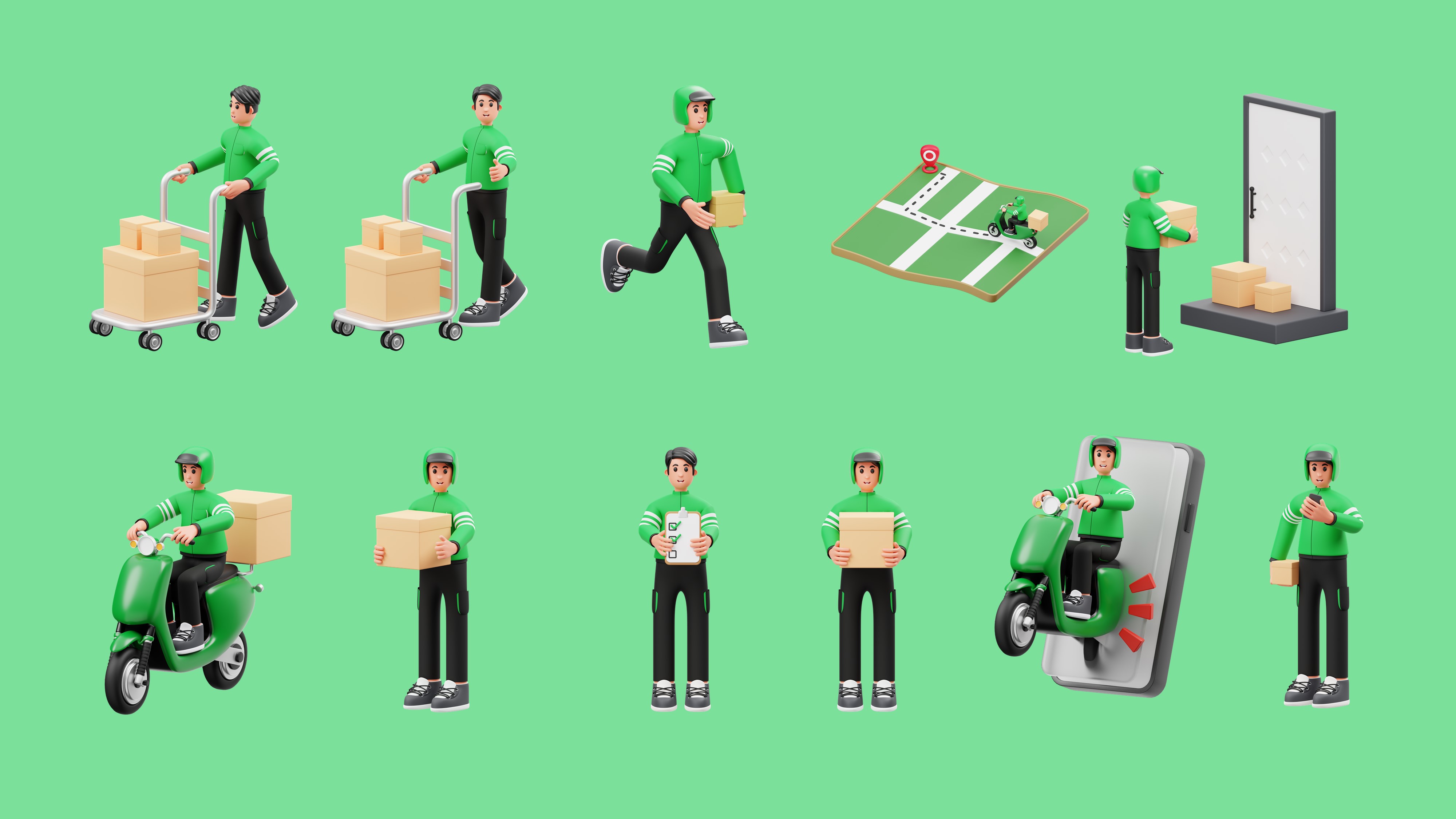 3D立体快递员图标素材