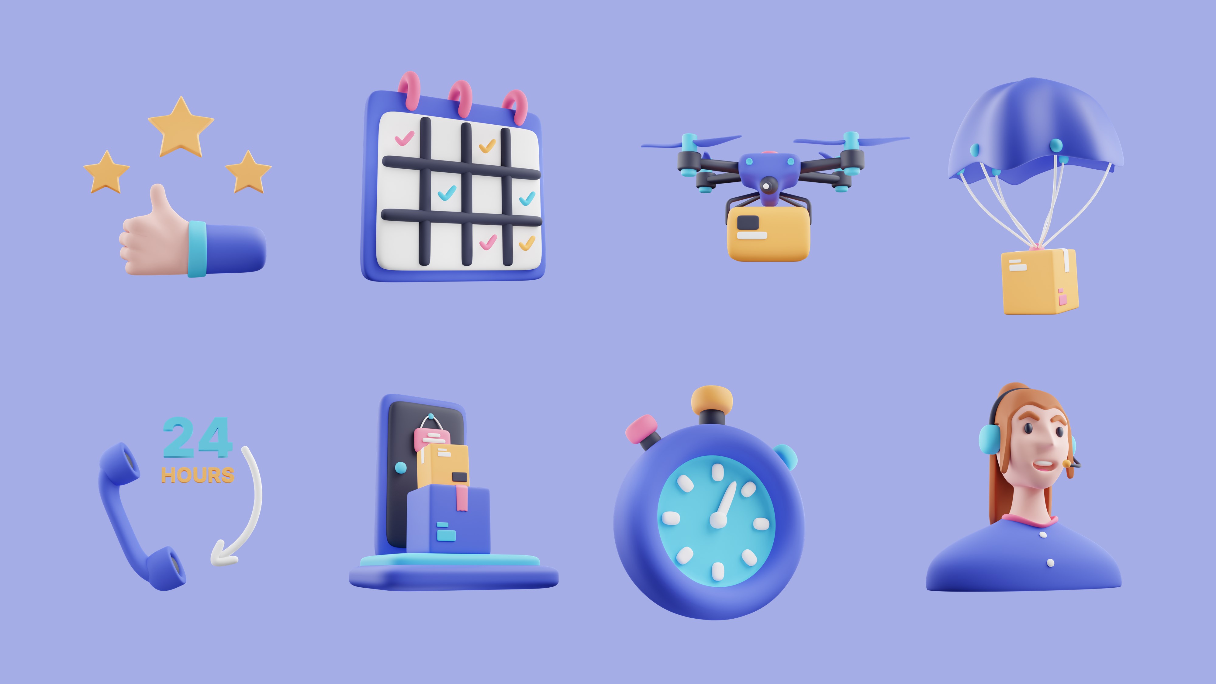 3D立体快递员图标素材