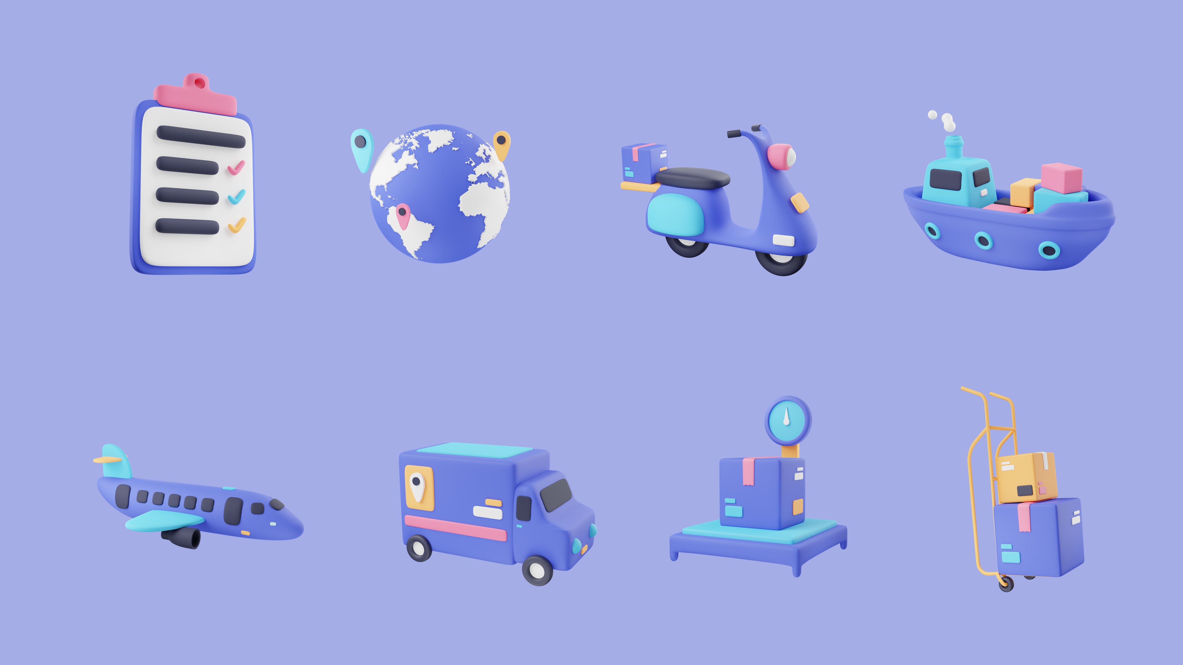 3D立体快递员图标素材