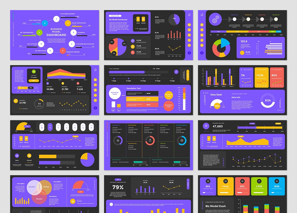 商业模式介绍仪表板大数据图表PPT模版 (PPTX)