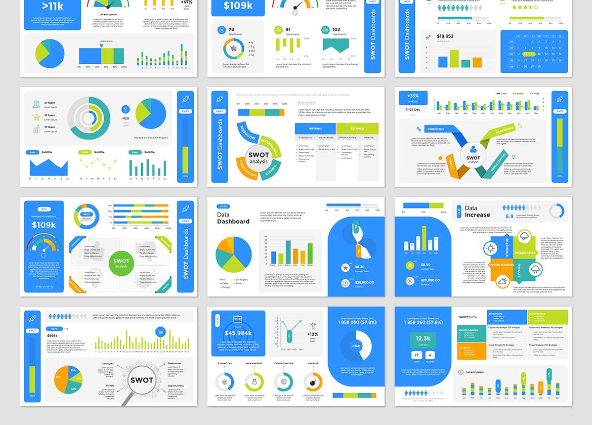 SWOT优劣势分析PPT模版 (PPTX)