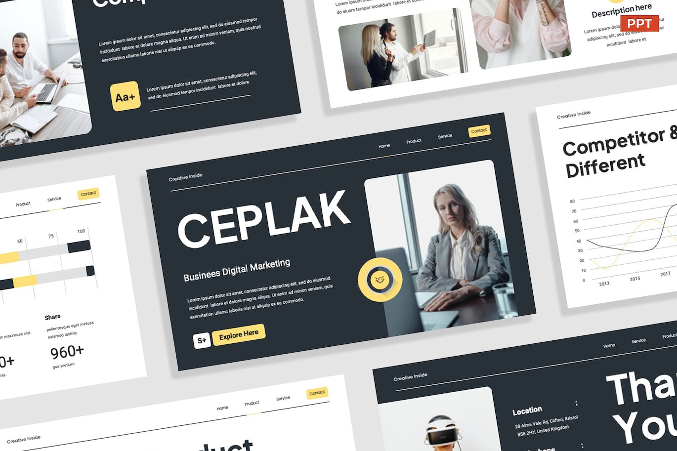 现代数字营销PPT模板 (PPTX,PPT)