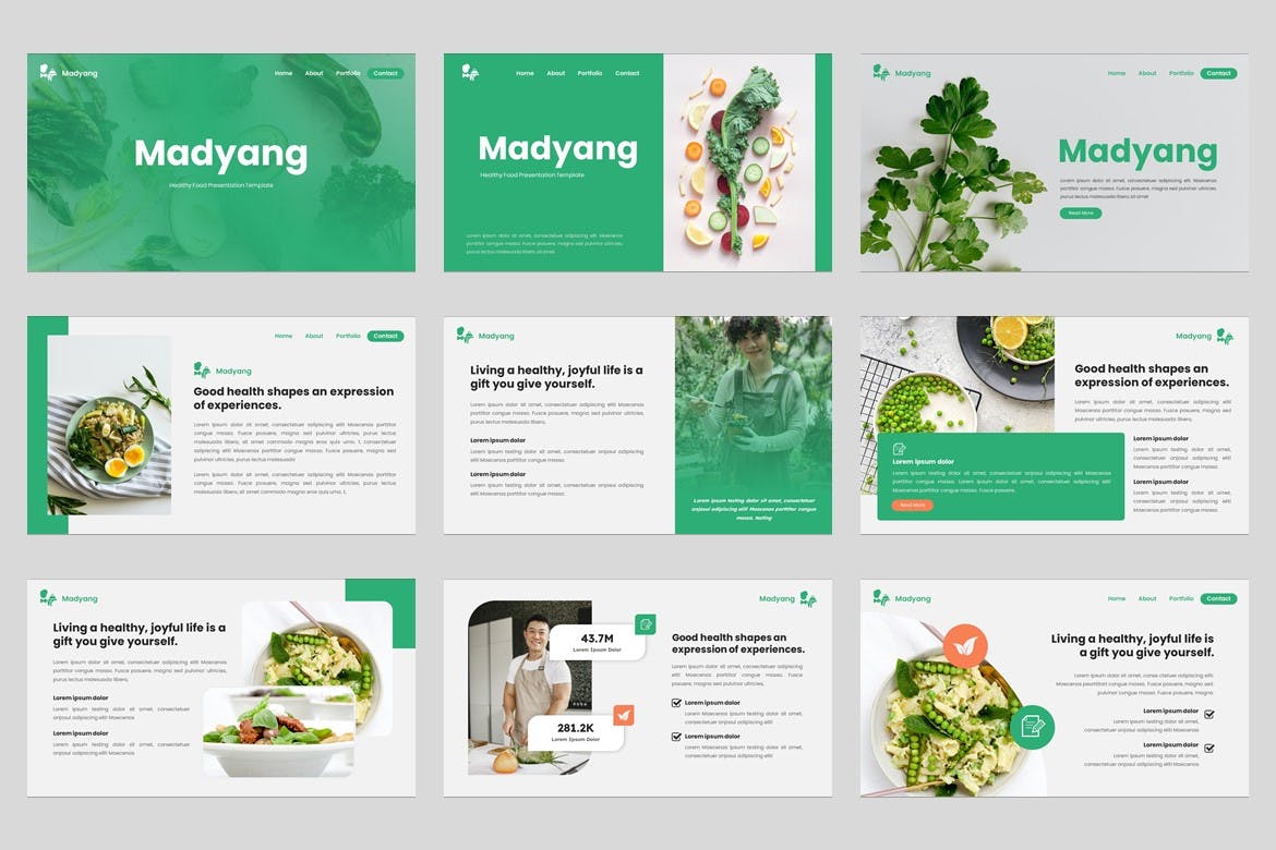 绿色健康食品ppt模板 (PPT,PPTX)