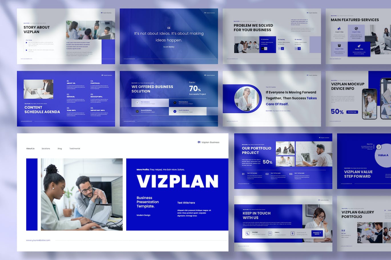 时尚清新简约专业的高品质商业商务PowerPoint幻灯片演示模板（pptx）