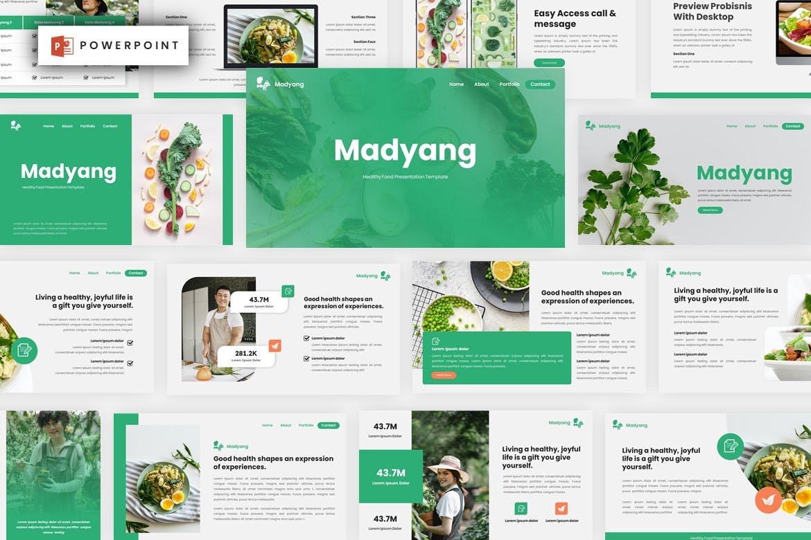 绿色健康食品ppt模板 (PPT,PPTX)