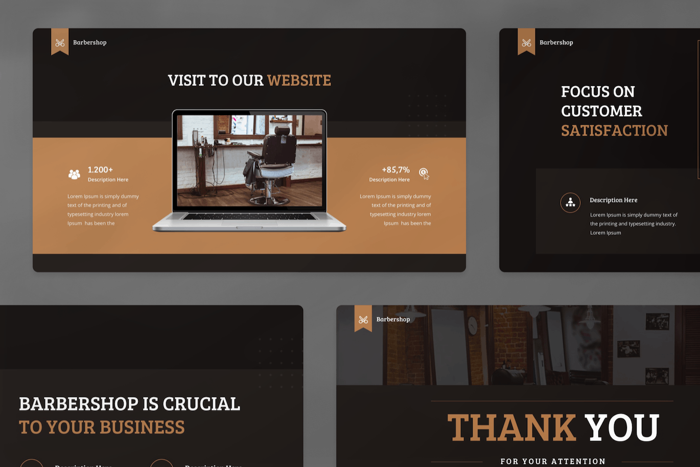 理发师-理发店和剃须相关PPT模版 (PPTX)