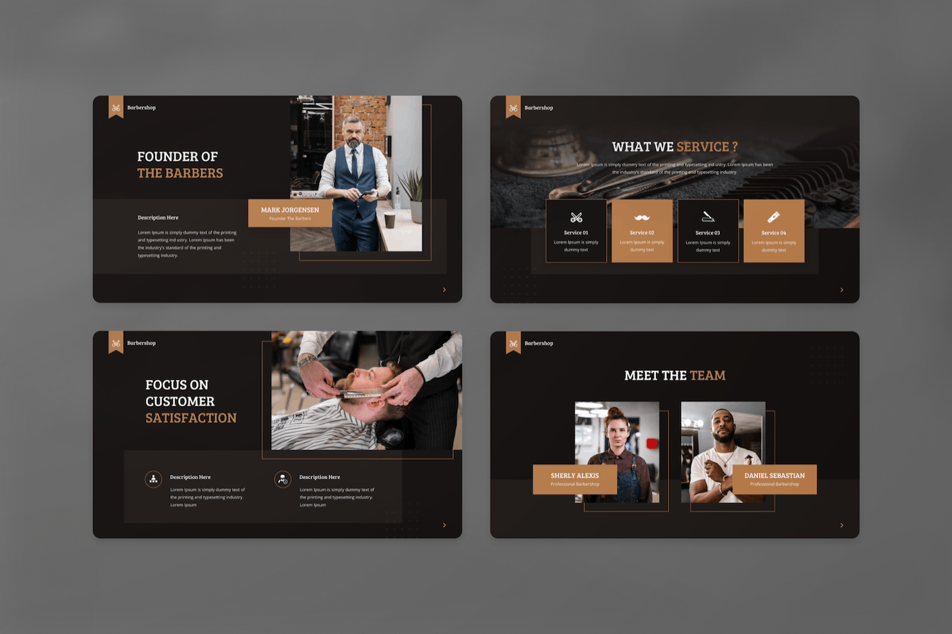 理发师-理发店和剃须相关PPT模版 (PPTX)