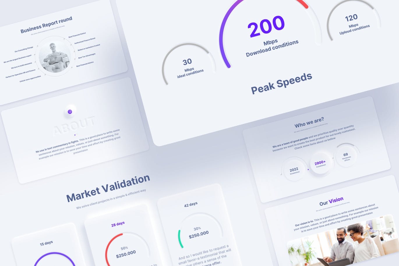 新拟态风拟物化风格数据展示ppt模板 (PPTX)