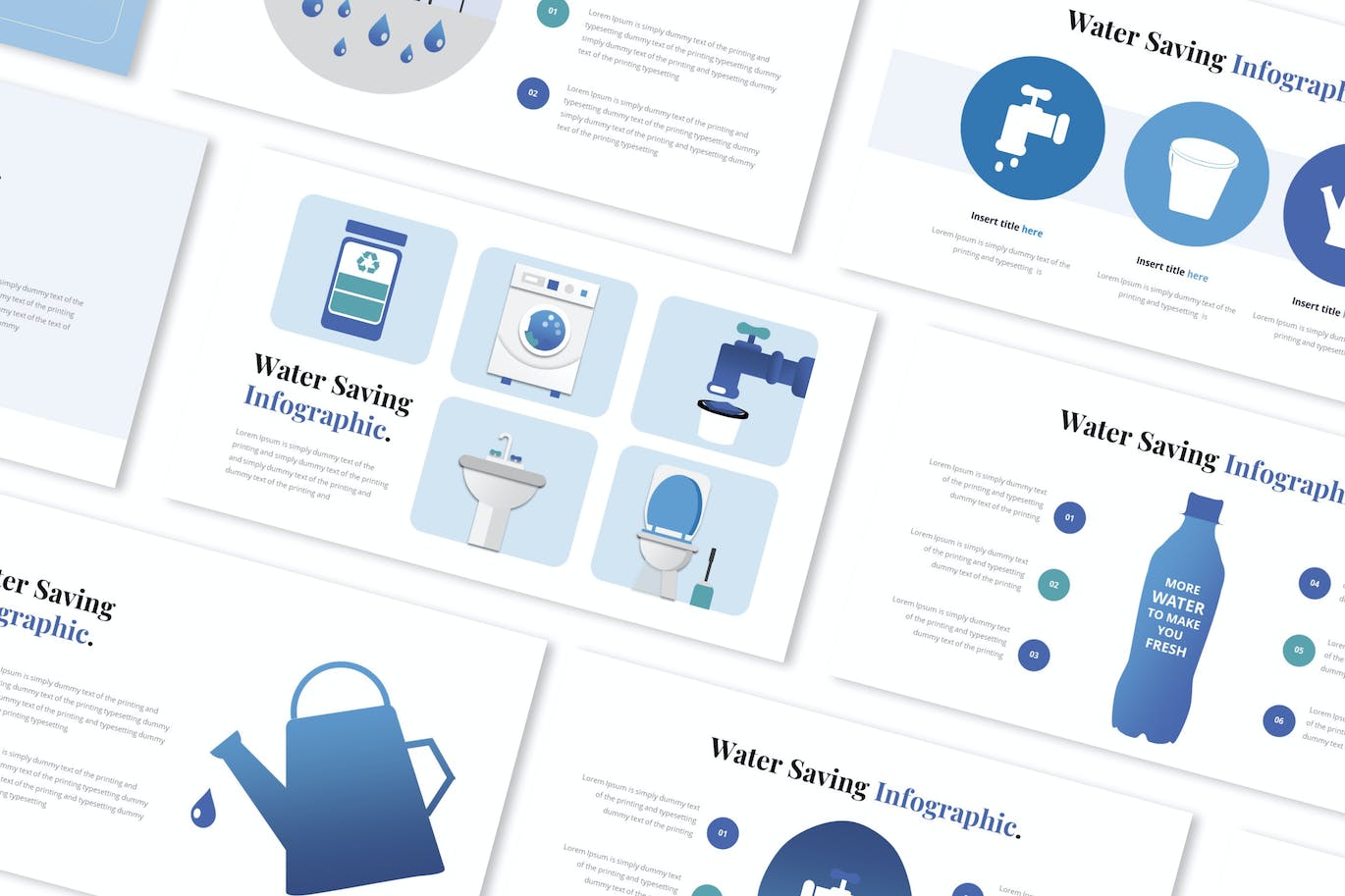 节水信息图表PPT模板 (PPT,PPTX)