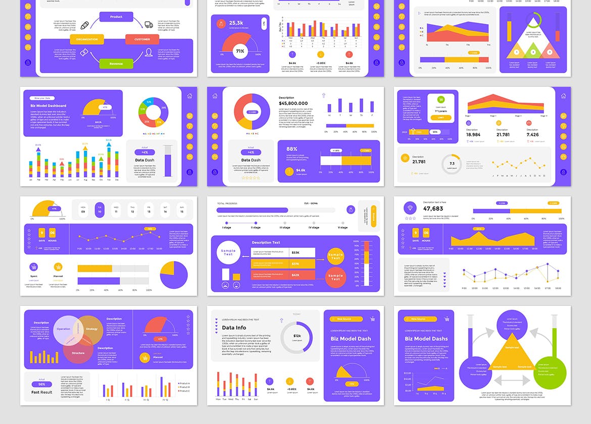 商业模式介绍仪表板大数据图表PPT模版 (PPTX)