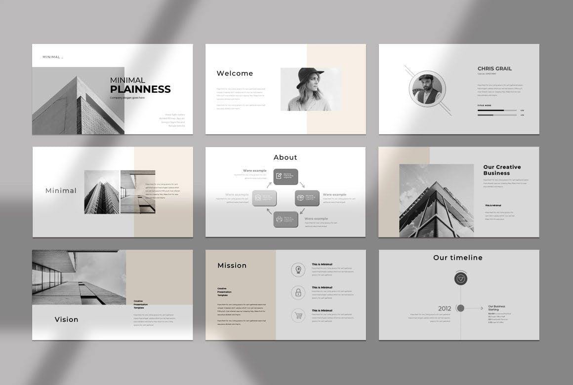 极简风格企业演示PPT模板 (PPTX)