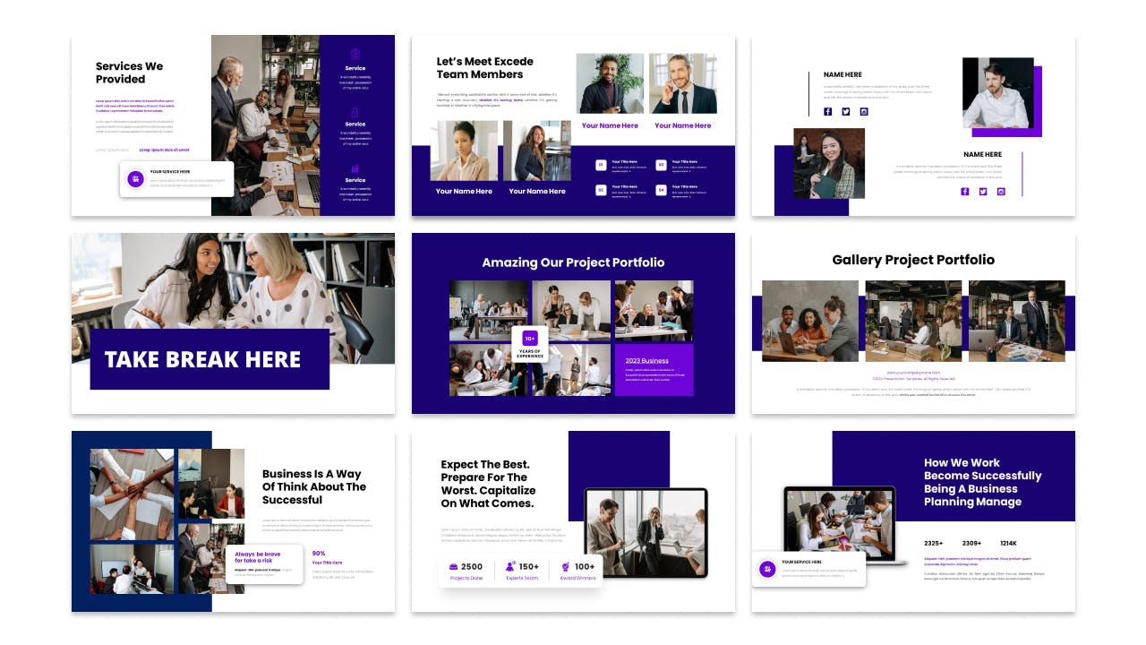 商务演示紫色ppt模板 (PPT,PPTX)