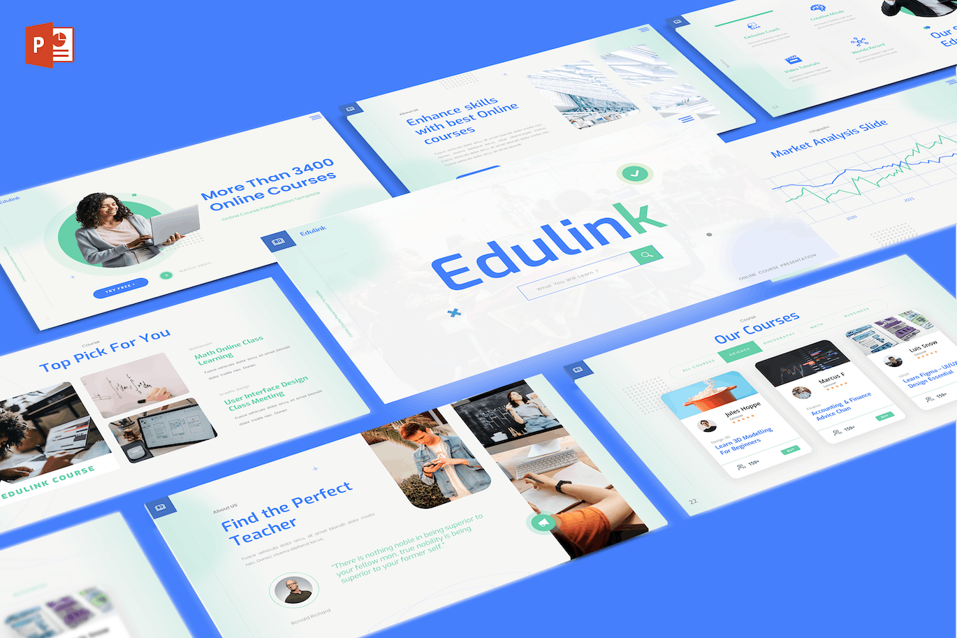 电子课程教育演示ppt模板 (PPTX)