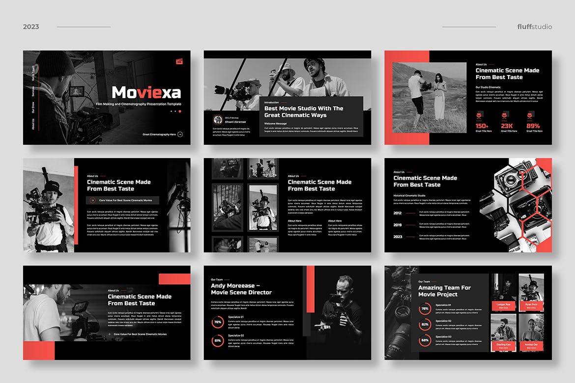 视频和电影制作项目介绍PPT模版 (PPTX)