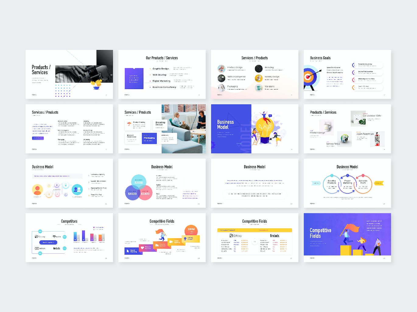 商业竞争分析与市场定位ppt模板 (PPTX)