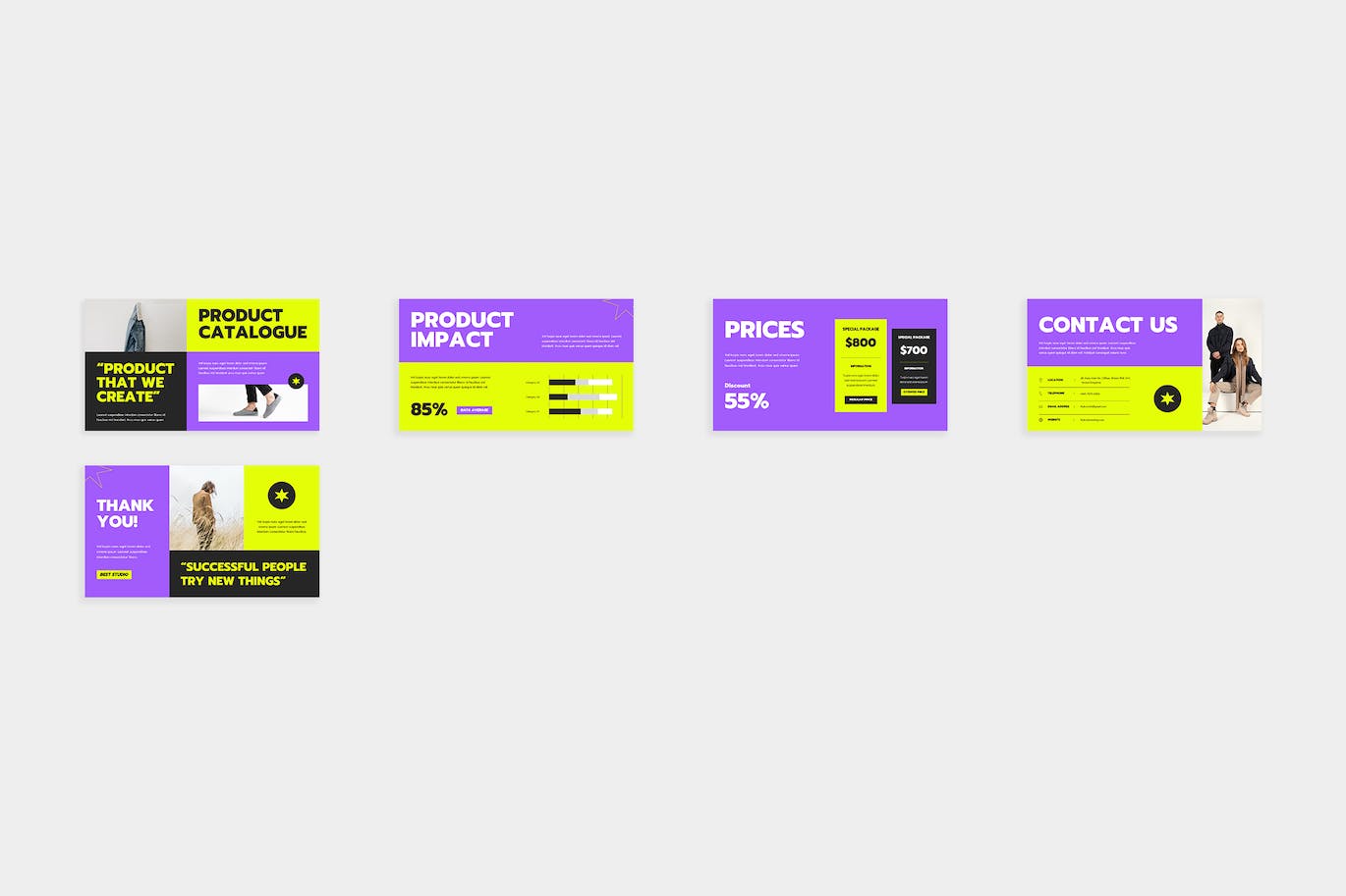 现代紫青配色品牌作品集ppt模板 (PPTX,PPT)