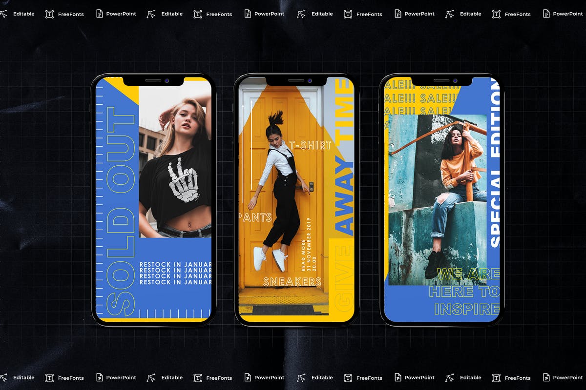 竖版潮流前卫风格手机版PPT模板下载 [PPTX]