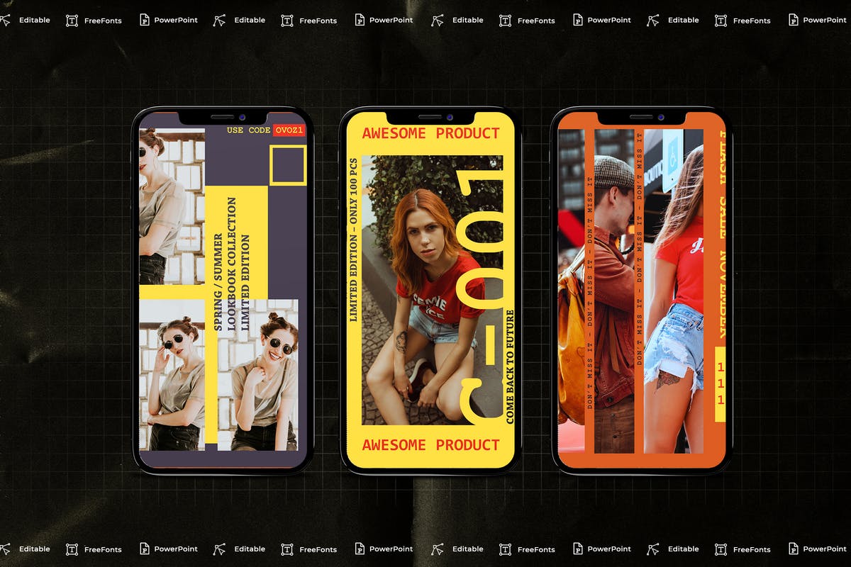 竖版热情鲜艳风格PPT模板 [PPTX]