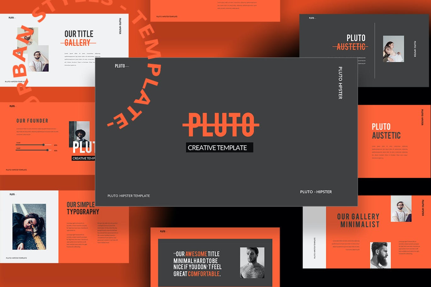 橙色主题品牌推广ppt模板 (PPTX)