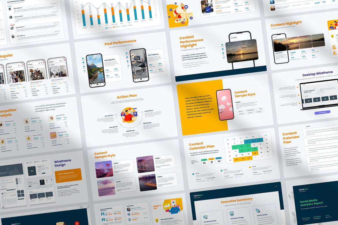 社交媒体分析报告PPT模版 (PPTX)