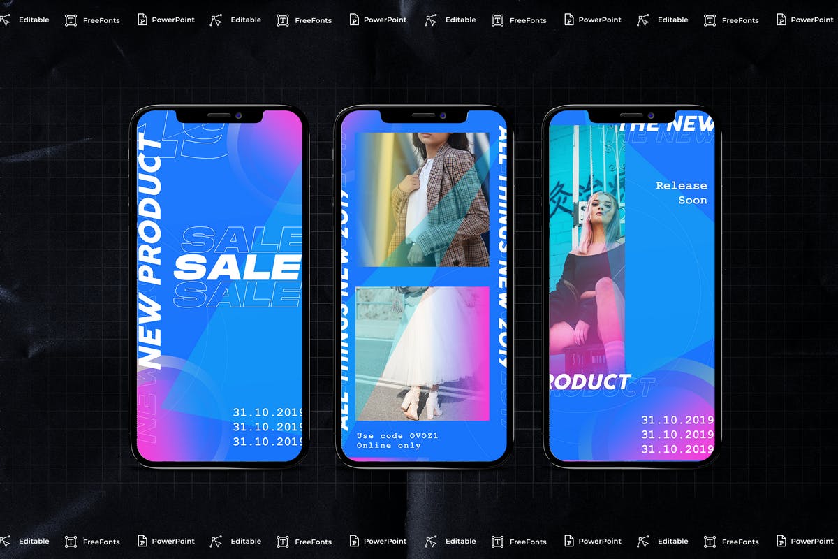 竖版渐变潮流色彩时尚风格机版PPT模板下载 [PPTX]