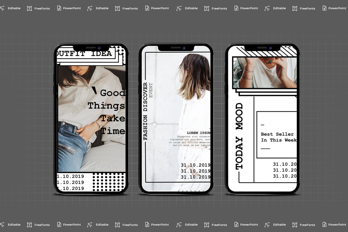 竖版创意线条手机版PPT模板 [PPTX]