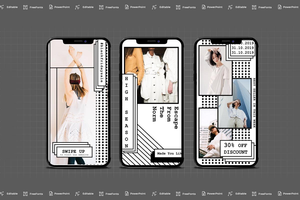 竖版创意线条手机版PPT模板 [PPTX]