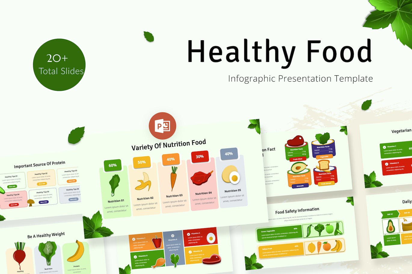 健康食品信息图 PPT模版 (PPT,PPTX)