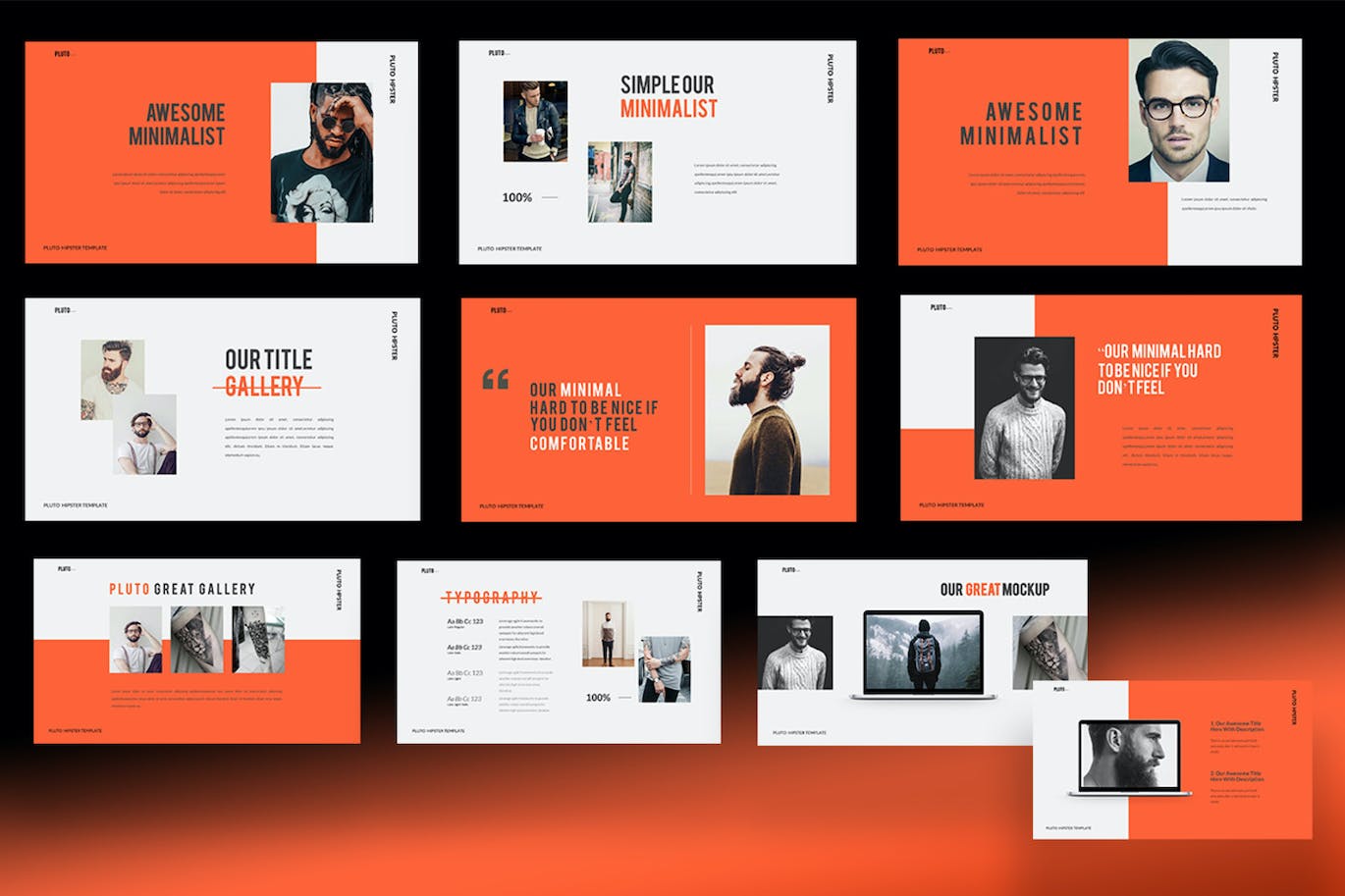 橙色主题品牌推广ppt模板 (PPTX)