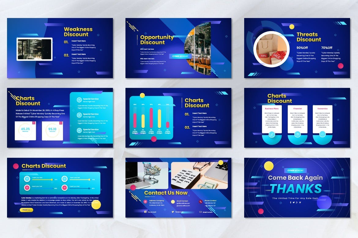 网络星期一购物活动PPT模板 (PPTX)