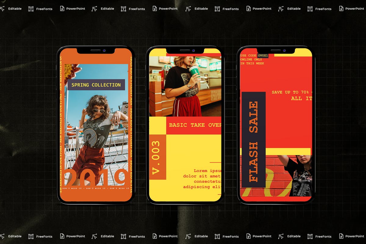 竖版热情鲜艳风格PPT模板 [PPTX]