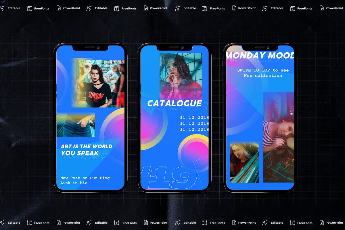 竖版渐变潮流色彩时尚风格机版PPT模板下载 [PPTX]