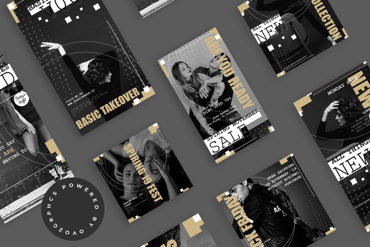 竖版时尚杂志黑金风PPT模板 [PPTX]