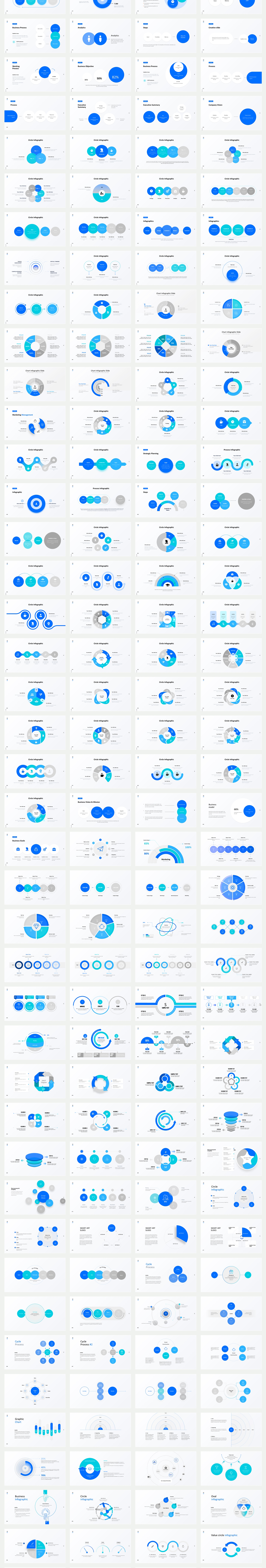 600页可一键换色的圆形循环PPT模板版式！