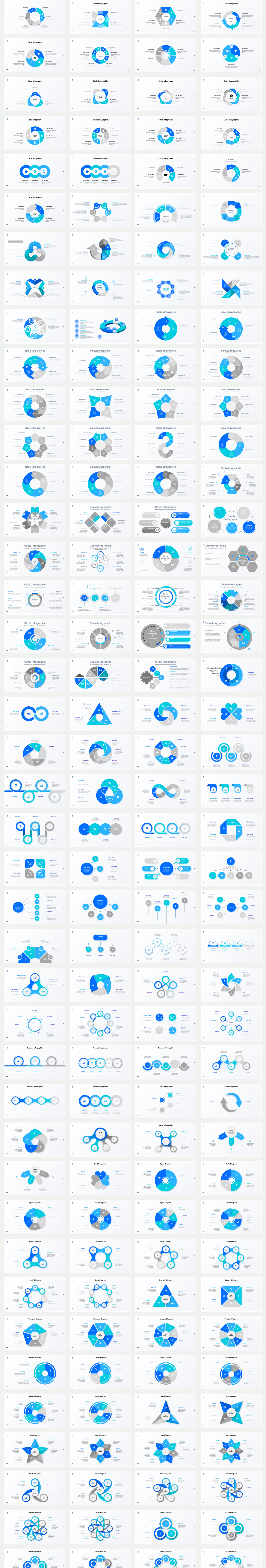 600页可一键换色的圆形循环PPT模板版式！