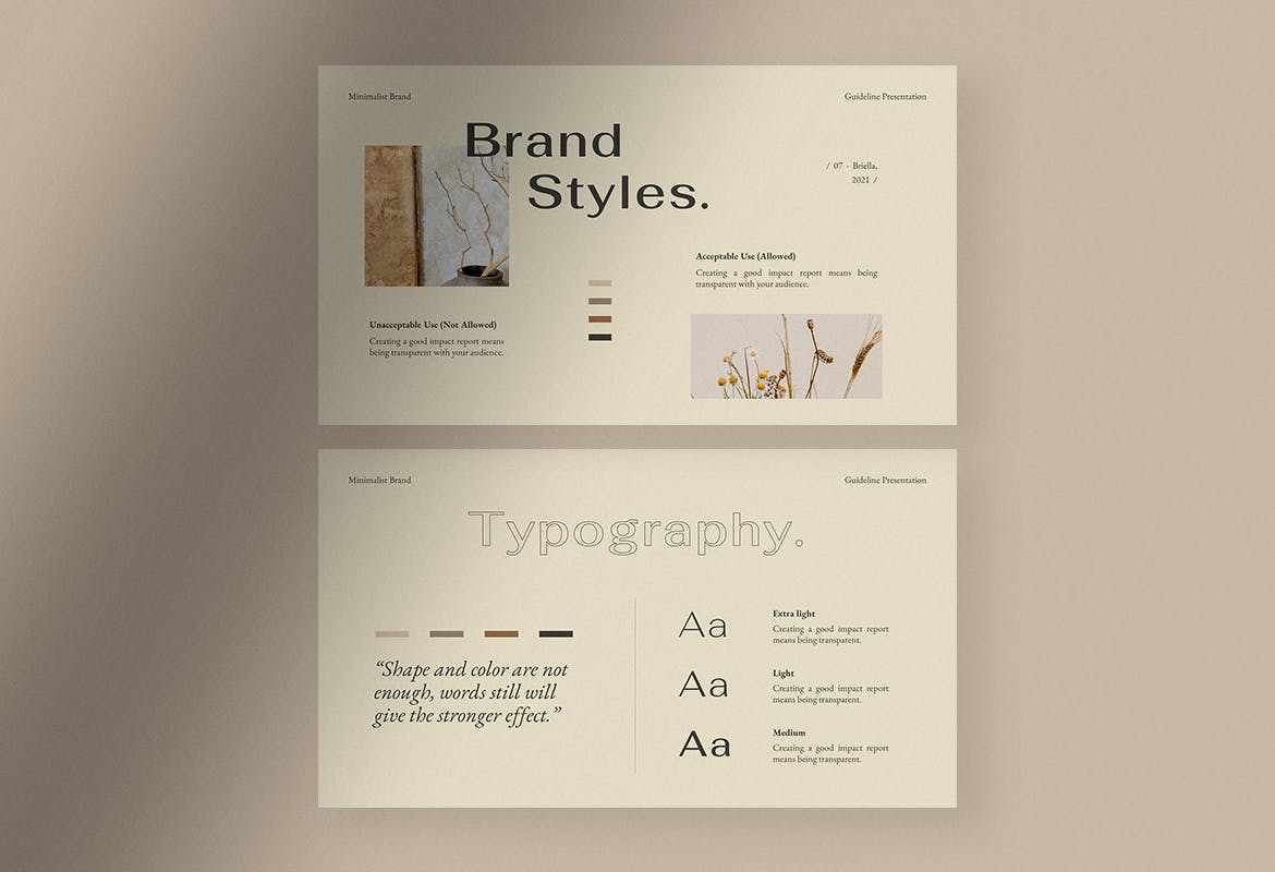 极简主义品牌指南PPT模板 (PPT,PPTX)