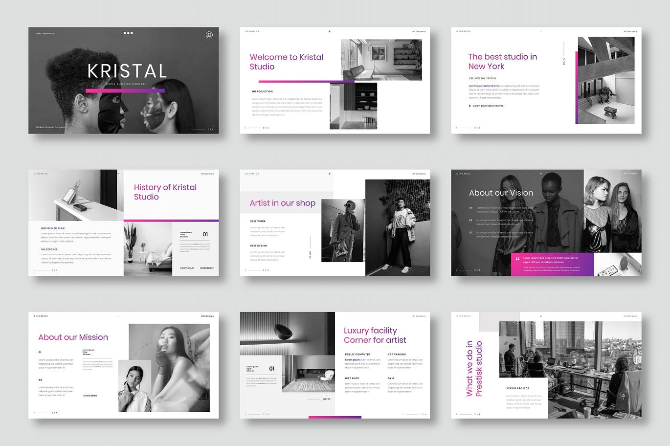 Kristal – 现代时尚家居品牌商务PPT模板(PPTX)