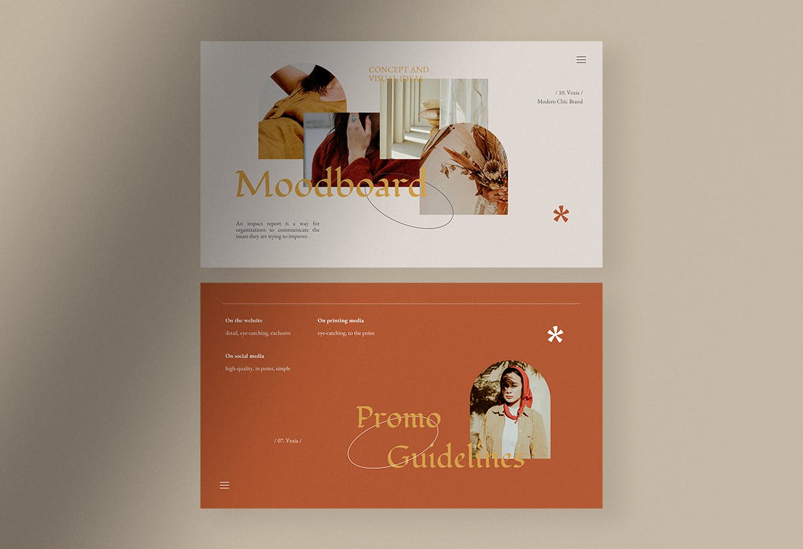 时尚高端清新优雅品牌指南powerpoint幻灯片演示模板（pptx）