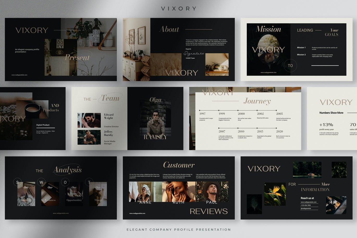 优雅高端时尚多用途的公司简介powerpoint幻灯片演示模板（pptx）