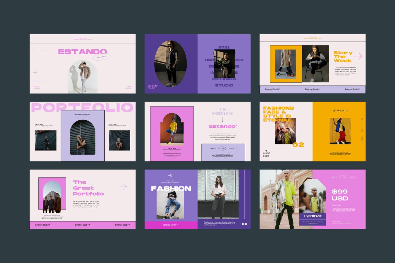 时尚创意美容行业PPT模板 (PPTX)