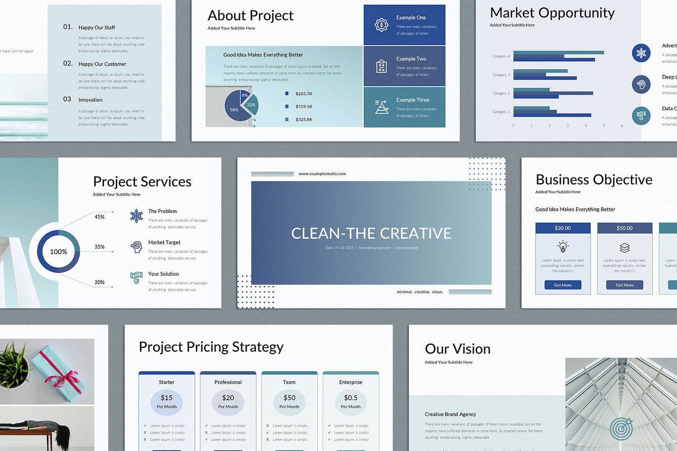 清理富有创意的PPT模版