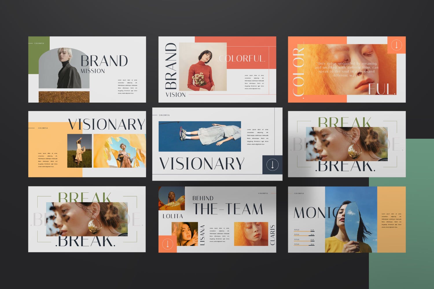 彩色品牌展示模板(PPTX)