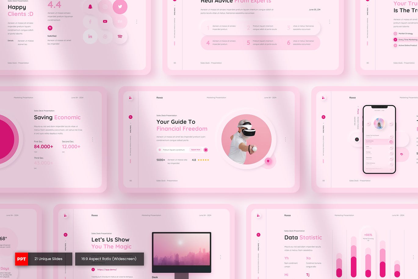 时尚的销售平台PPT模版（PPTX）