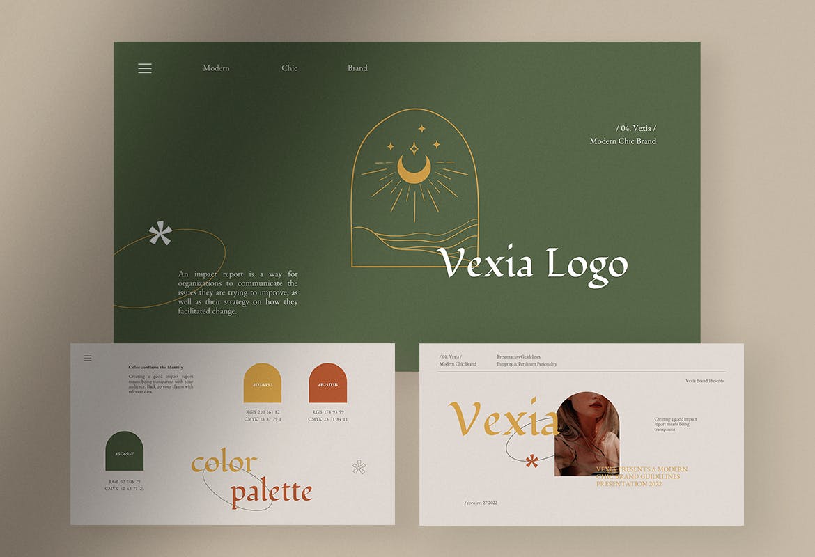 时尚高端清新优雅品牌指南powerpoint幻灯片演示模板（pptx）