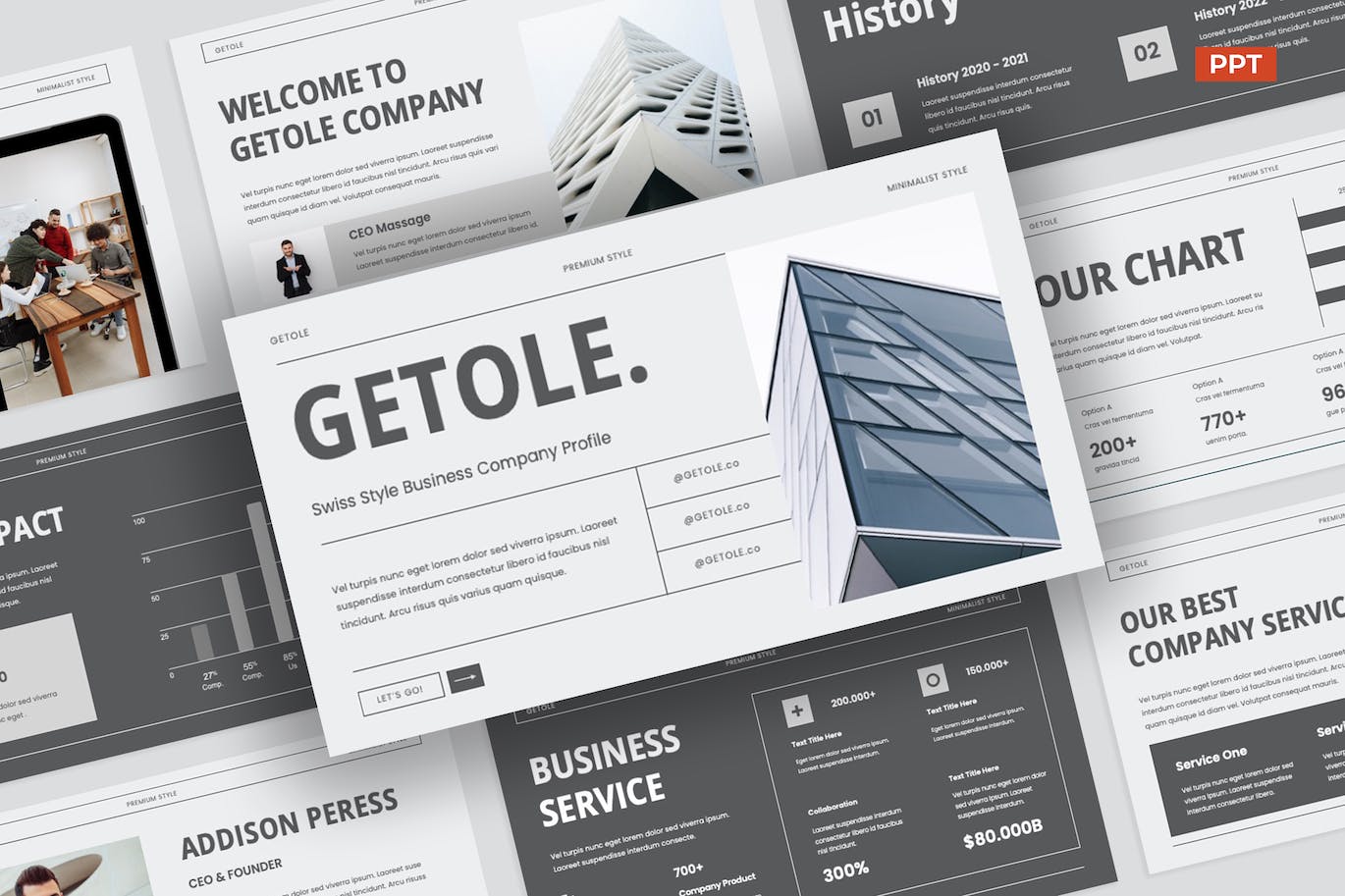 瑞士风格企业简介 PPT模板 (PPT,PPTX)