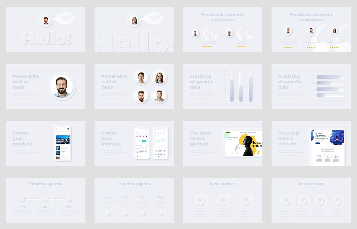 极简抽象设计的PPT模版