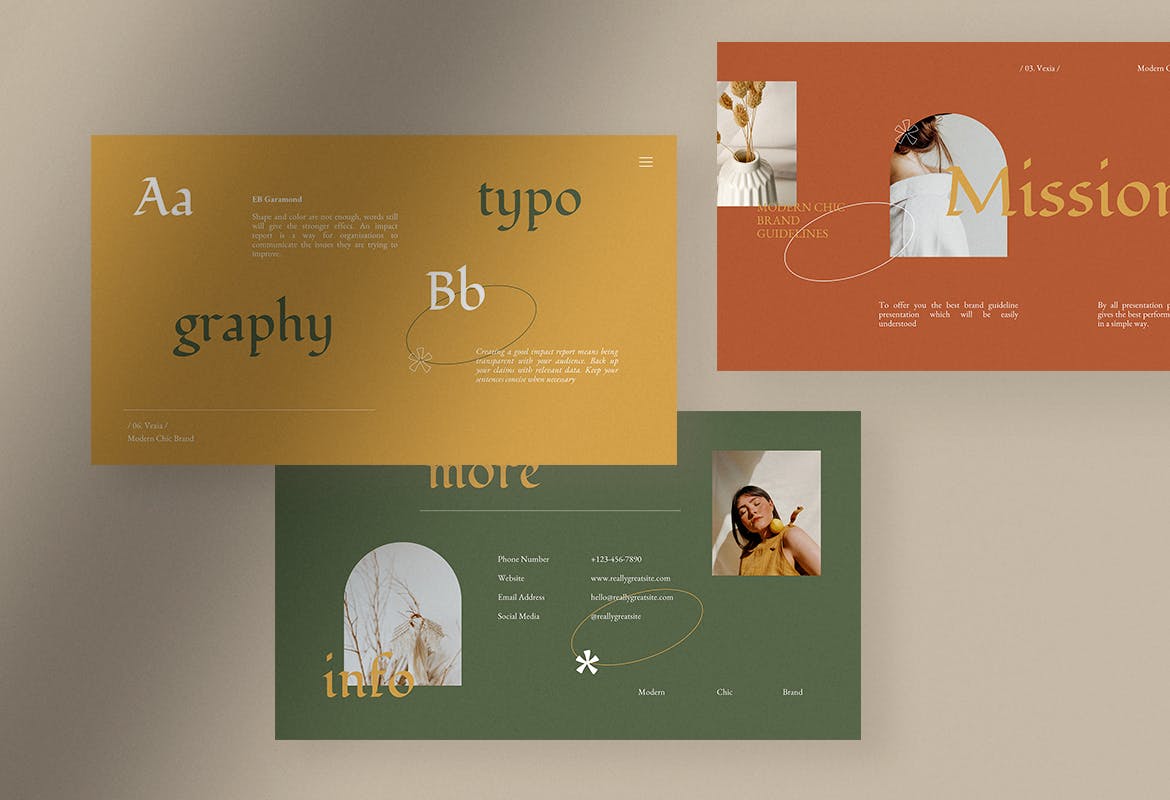 时尚高端清新优雅品牌指南powerpoint幻灯片演示模板（pptx）