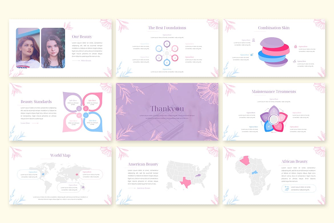 护肤美容美妆ppt模板 (PPTX)