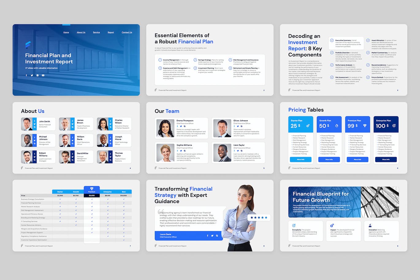 财务计划和投资报告PPT模板 (PPTX,PDF)