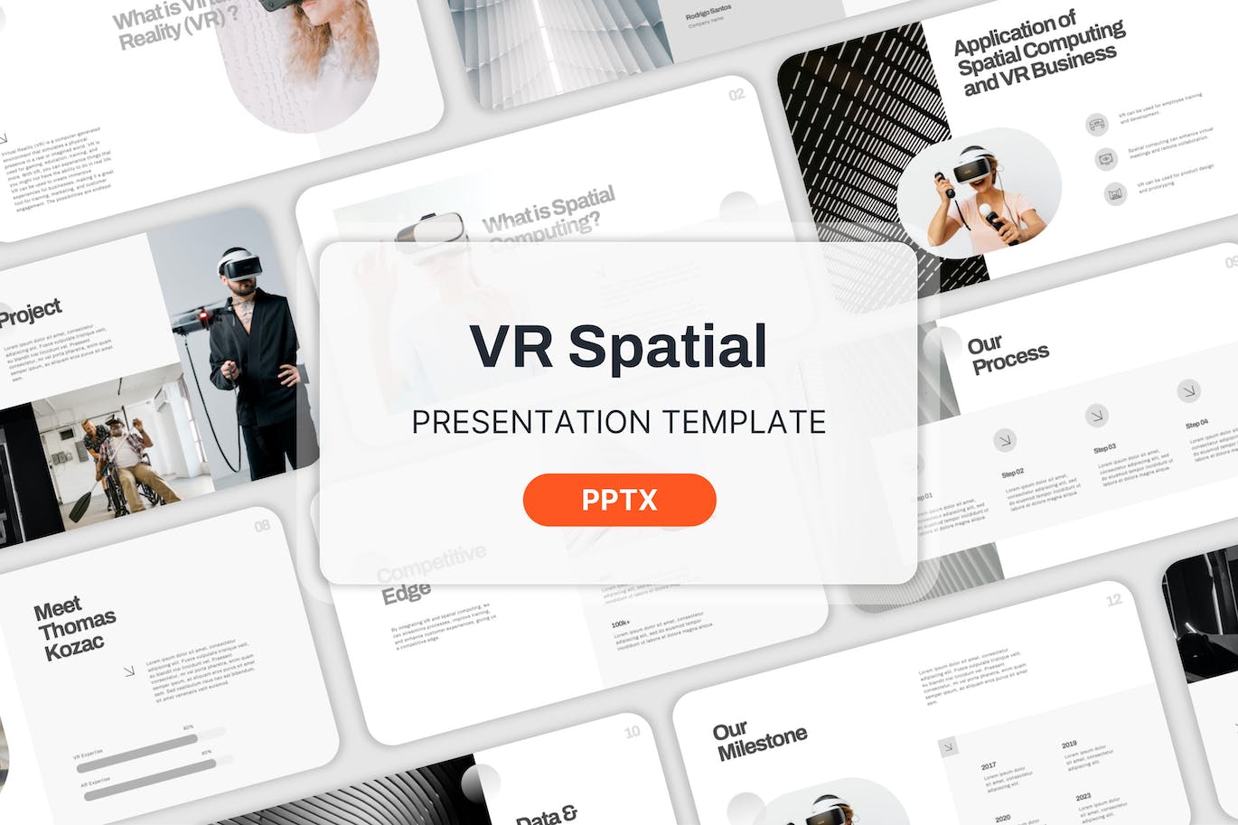 VR空间展示PPT模板 (PPTX)